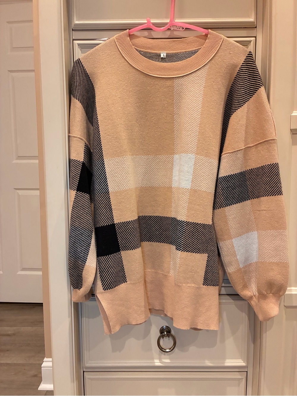 Women’s Plaid Crewneck Sweater - Beige